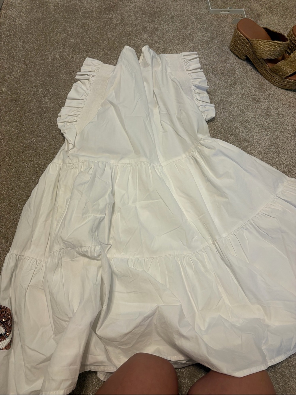 White Tiered Dress with Sequin Football Appliqués - Picture 3 of 3